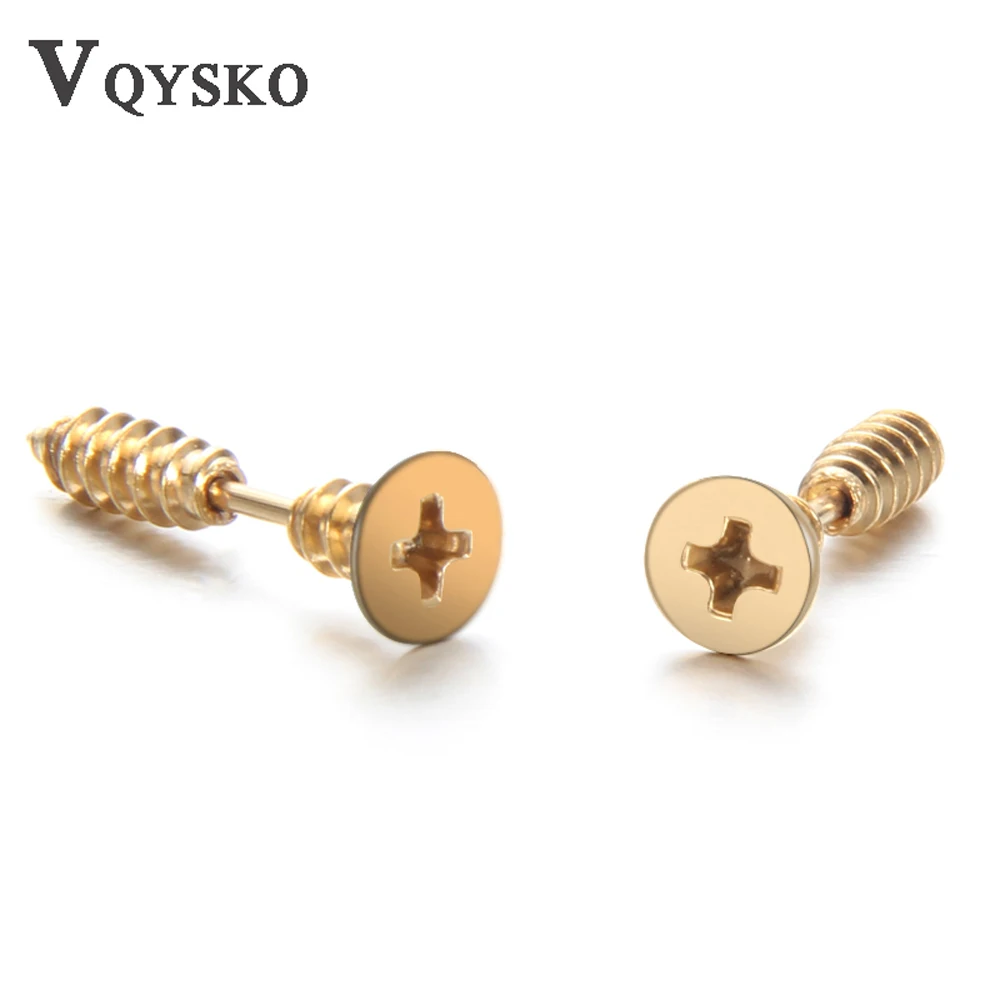 

Newest Fashion Punk Piercing Men And Women Stainless Steel Whole Screw Stud Earring High Quality Earrings Boucle D'oreille