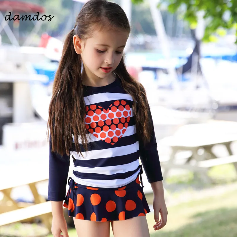 

Bikini 2019 Children Two Piece Swimsuits Size 3-11 Swimwear for Girls Tankini Rash Guards UPF50+ UV Protected Bathing Cover Up