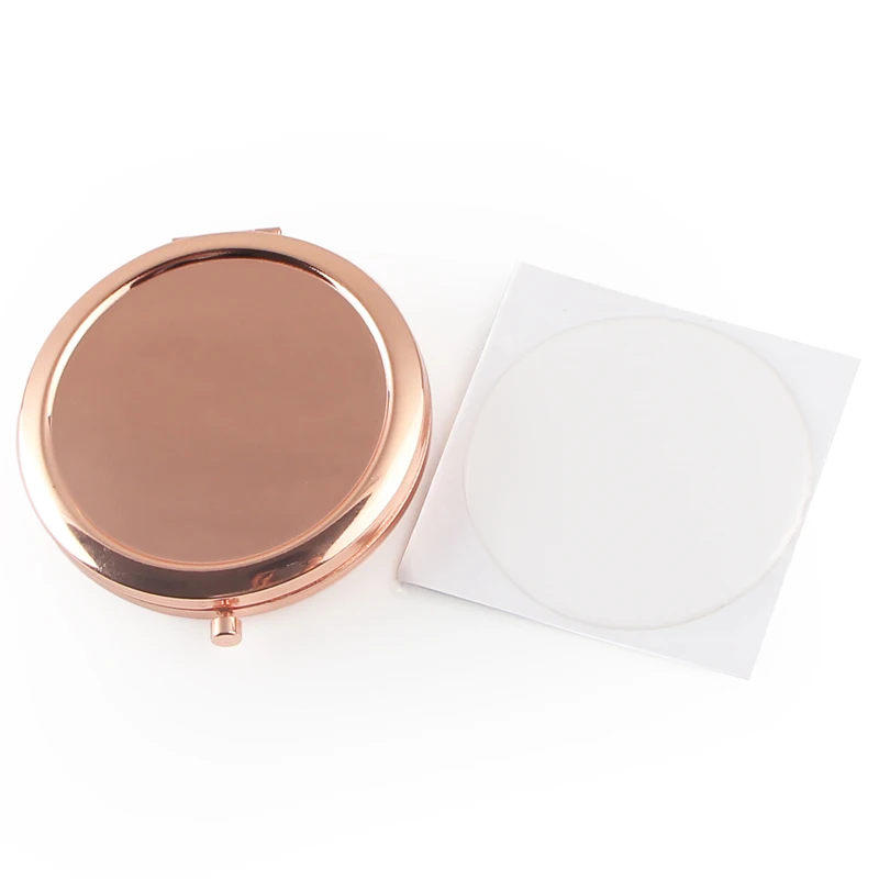 

Round Compact with match epoxy sticker Blank Plain rose gold Colour DIY set