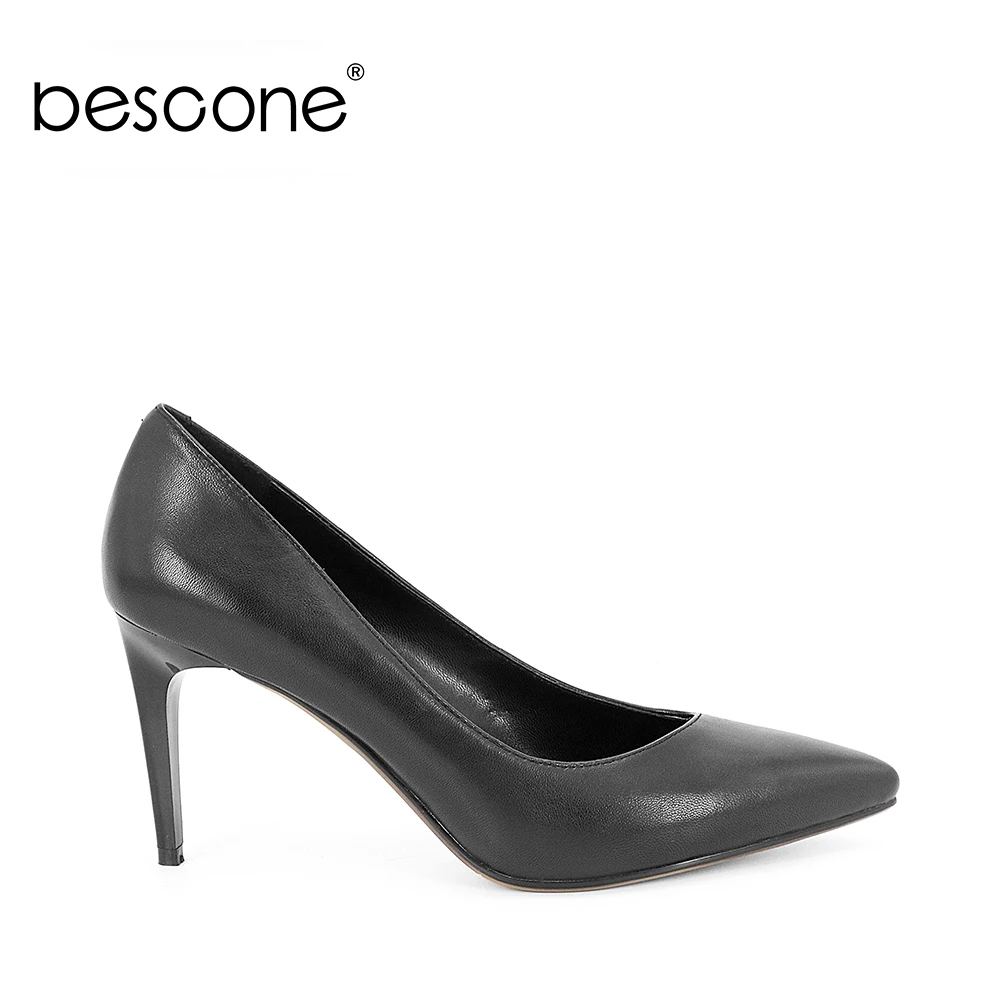 BESCONE New Sexy Pumps 3 Colors 8.5cm Supper High Heels Female Shoes Spring High Quality Genuine Leather Office Party Shoes A68