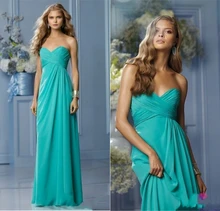 2015 New Popular Column Sweetheart Chiffon Long Pleat Mint Green Bridesmaid Dresses for Adult Prom Dress Vestido De Madrinha