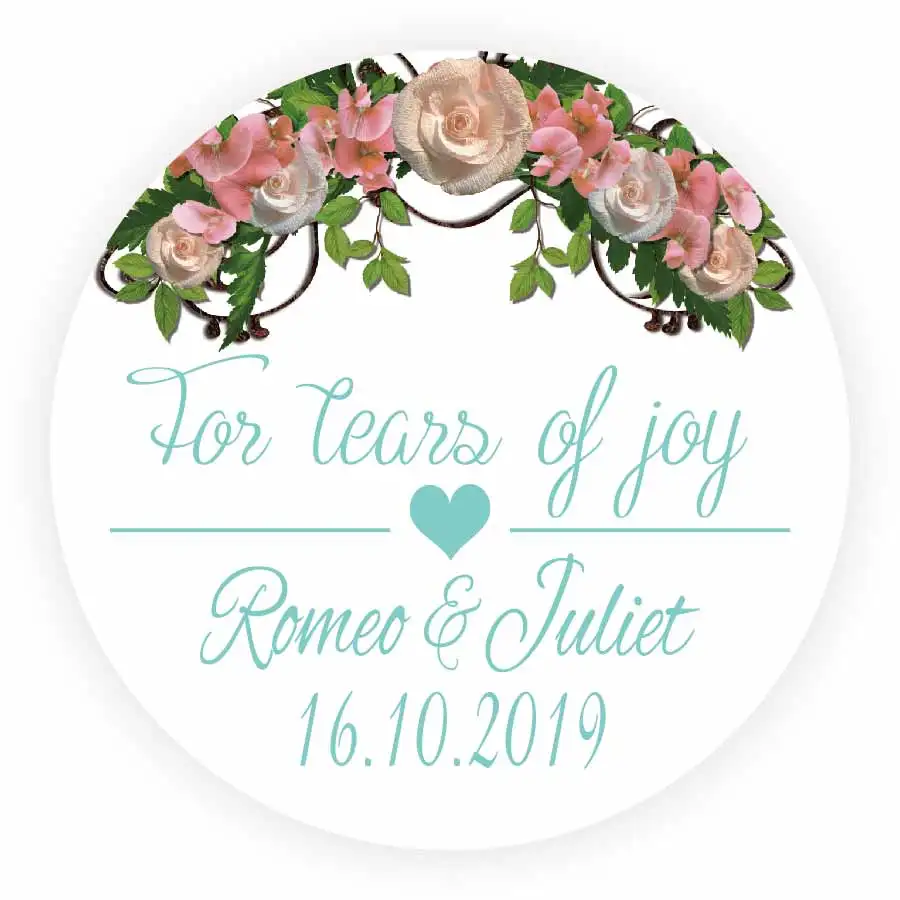

DouxArt 120pcs 40mm For tears of joy Personalized Favors Stickers Seals, Marriage Baptism Communion Invitation Labels V1310