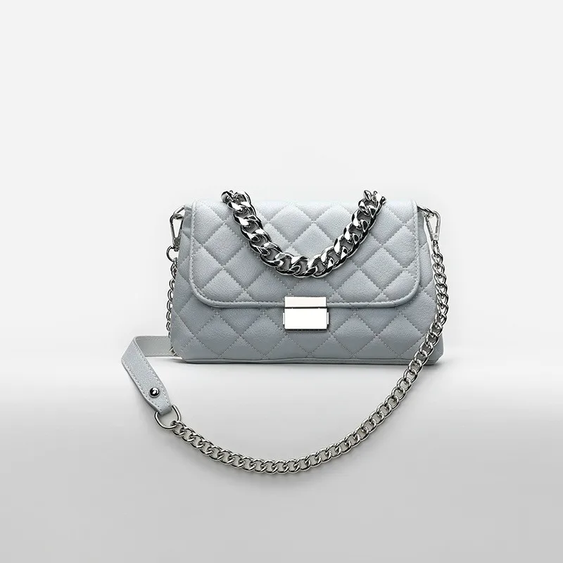 CASMOR, Брендовая женская сумка на плечо 39 S, известный дизайнер, кожаная женская модная сумка, вечерняя мини-сумка с цепочками, сумочка с ромбовидной решеткой - Цвет: Синий