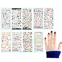 9 листов разных стилей наклейки для дизайна ногтей наклейки для хэллоувечерние Ина Вечеринка ночной клуб карнавал украшения Аксессуары