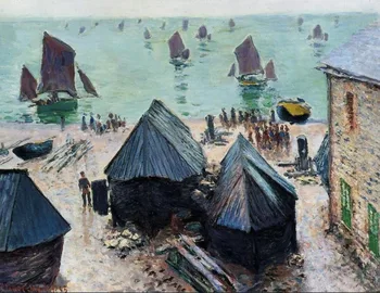 

High quality Oil painting Canvas Reproductions The Departure of the Boats, Etretat (1885) By Claude Monet hand painted
