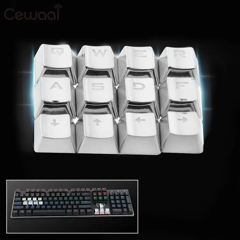 

Cewaal Universal Protective Mechanical Keyboard Caps PBT Plating 12Pcs Keycaps Dustproof With Replacement Tools