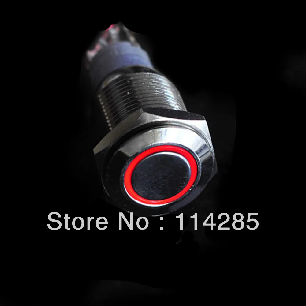 

2pc/lot 16mm Hole 12V Red LED Angel Eye Push Button Metal Switch ON/OFF for Car Boat Light