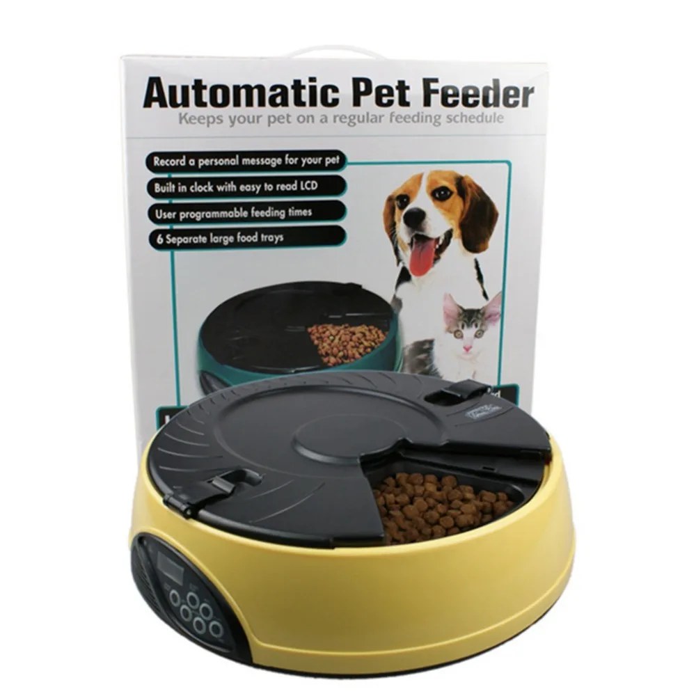 

3Colors Automatic Pet Feeder 6 Meal LCD Digital Automatic Pet Dog Cat Feeder Recorder Bowl Meal Dispenser Set 6 feeding times