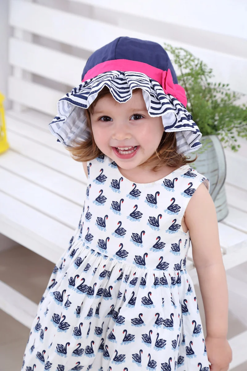 Rose Red Bow Baby Girls Hat Fashion Striped Bucket Hat For Girls Wide Brim Sun Cap Hat Spring Summer Panama Baby Girls Clothing (14)