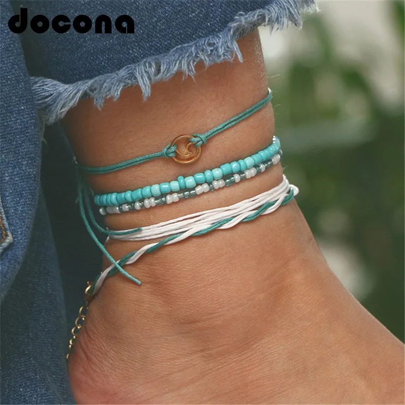 docona Beach Blue Green Rope Wave Pendant Anklets for Women Wave Surfer Layered Anklet Bracelet Boho Foot Jewelry Pulseras 6548 docona Beach Blue Green Rope Wave Pendant Anklets for Women Wave Surfer Layered Anklet Bracelet Boho Foot Jewelry Pulseras 6548