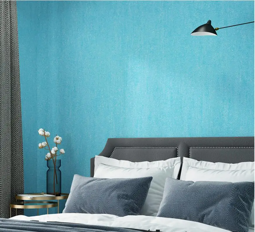 Средиземноморский Нетканые синий обои равнина сплошной цвет современный минималистский моды гостиная спальня Nordic ins обои