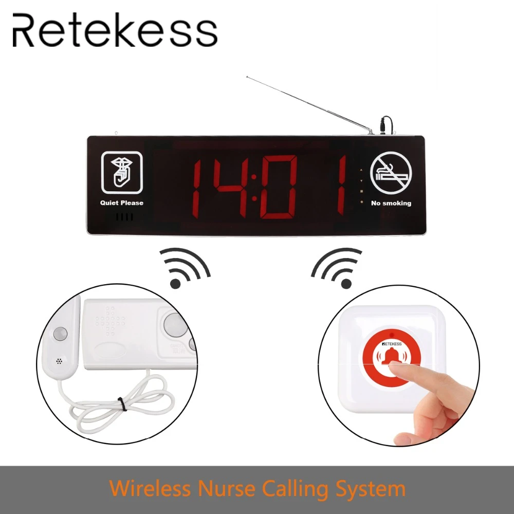 

Retekess Wireless Nurse Calling System with Double-sided Display + 2 Call button for hospitals, personal clinics nursing homes