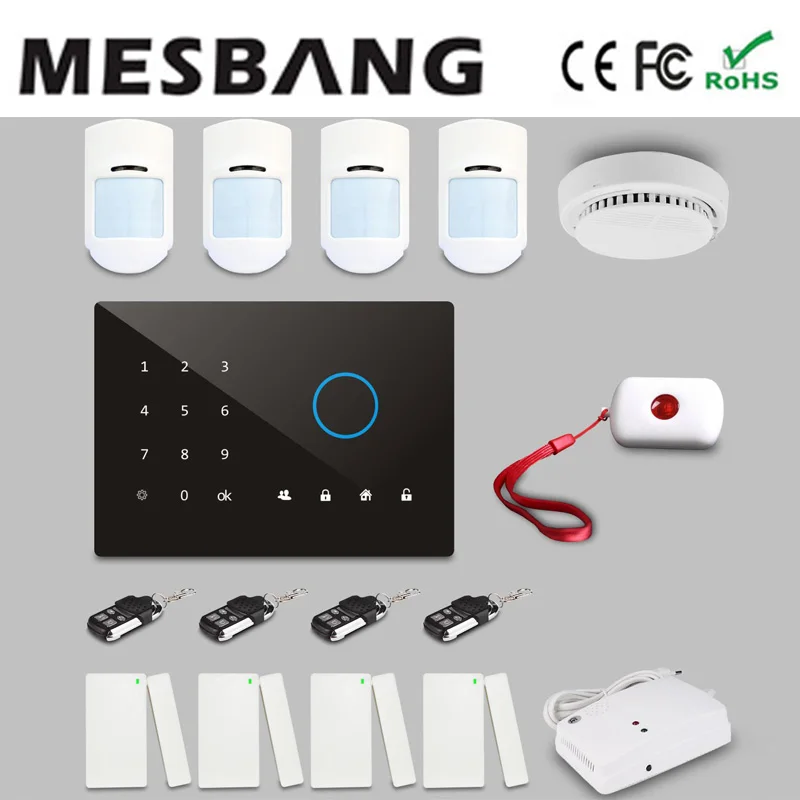 

house gsm wireless alarm system security with English, Russian, Spanish, German, French with app control free shipping by DHL