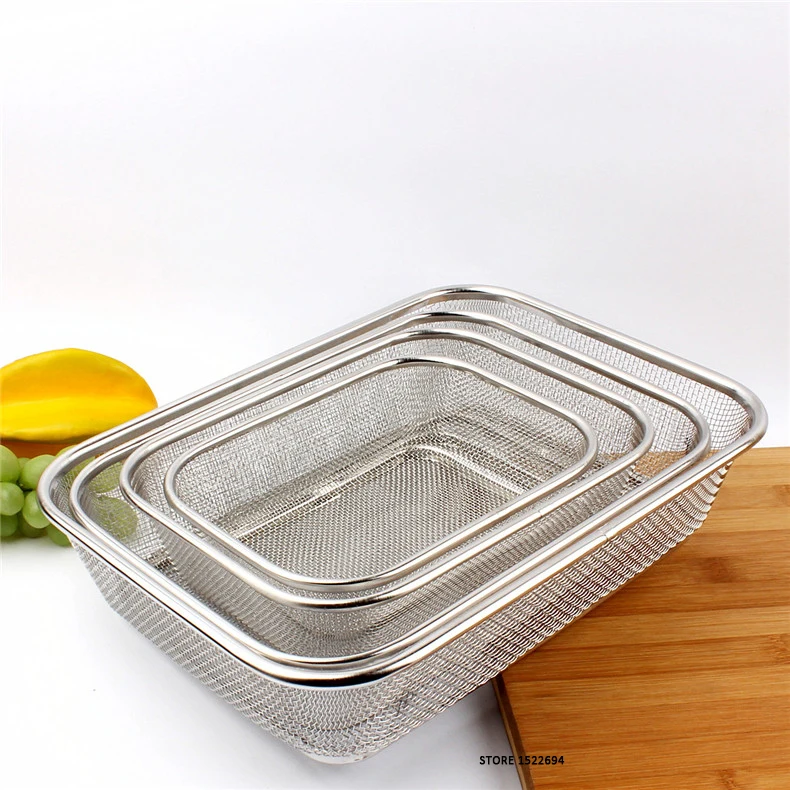Rectangle Kitchen Strainer Stainless Steel Quality Colander Fine Mesh