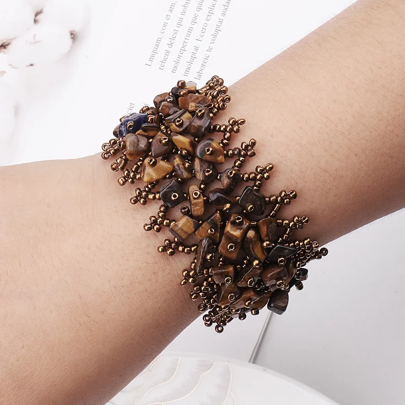 

Bohemia MIYUKI Bead Irregularity Stone Beads Wide Bracelet & Bangle for Women Braided Handmade Jewelry girl Gift