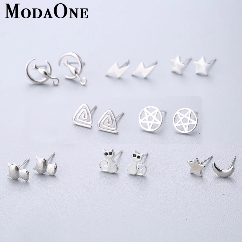 ModaOne Настоящее серебро 925 пробы ювелирные изделия для женщин звезда Луна серьги