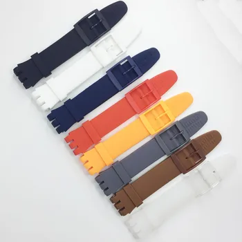 

MR NENG Watch accessories for Swatch strap buckle For SWATCH silicone Black Navy Red watch band 16mm 17mm 19mm 20mm rubber strap