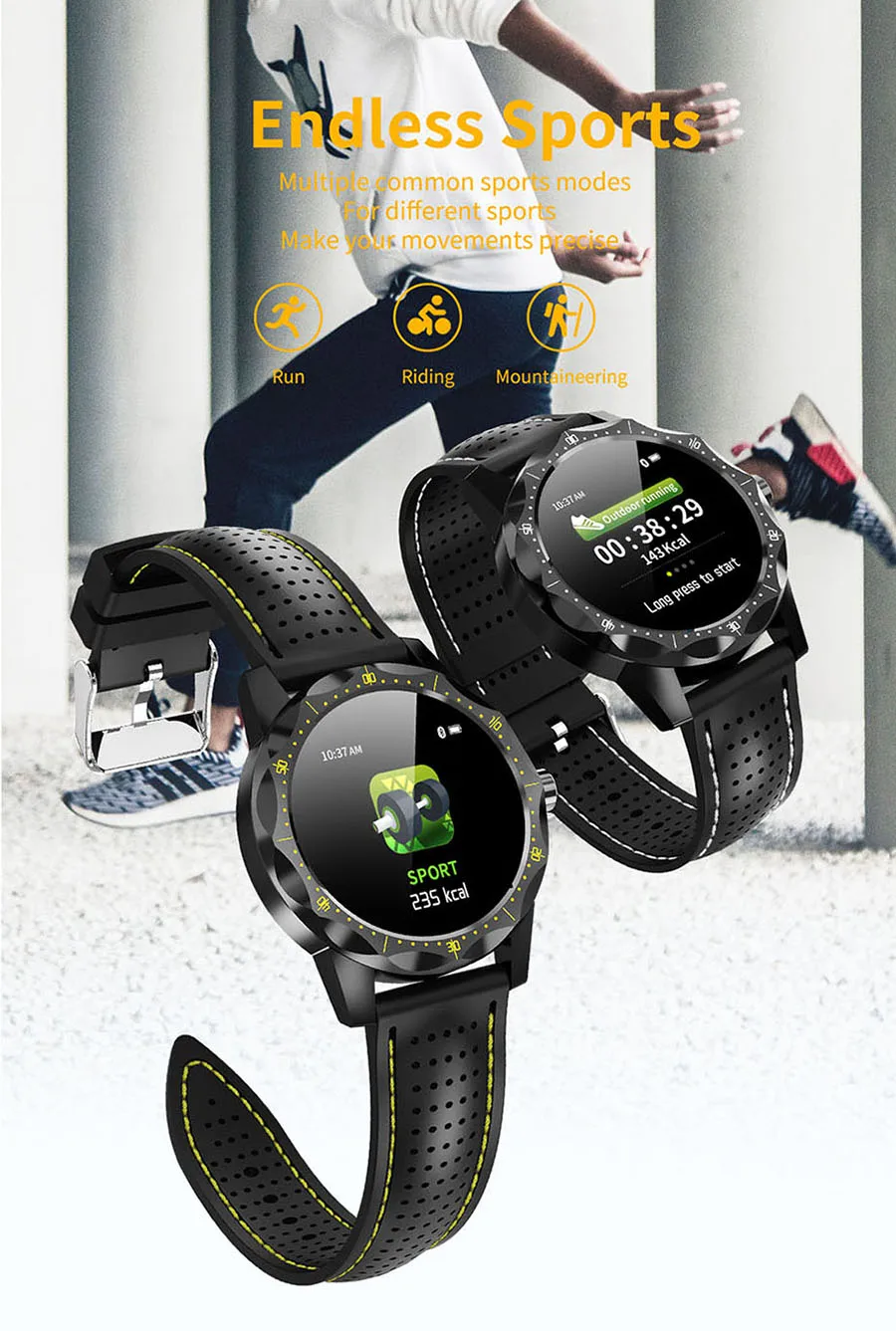 SKY1 водонепроницаемые IP68 спортивные Смарт-часы фитнес-браслет пульсометр Монитор артериального давления умные часы для Android Ios