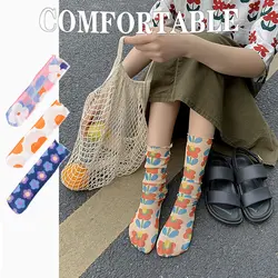 Женские носки 1 пара 2019 летние новые женские модные цветные тонкие носки с цветочным принтом женские дышащие корейские носки