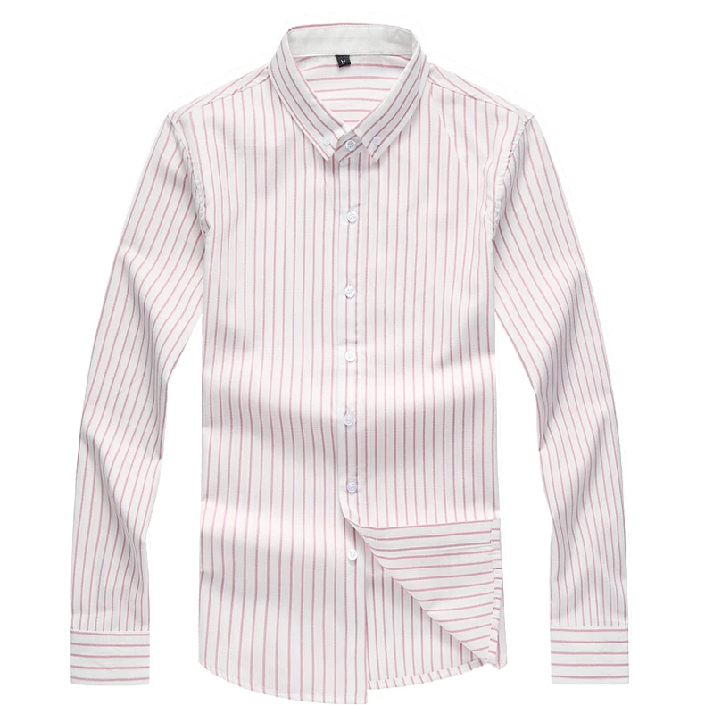 2019 весна и осень новая модная мужская рубашка для отдыха Высококачественная Хлопковая полосатая рубашка с длинными рукавами большие
