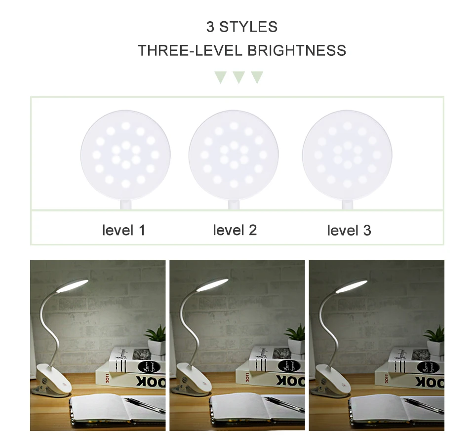 LED Beside Bedroom Table Lamp Touch Onoff Switch 3 Modes Modern Table Lamps Eye Protection Rechargeable USB Clip Desk Lamp (14)