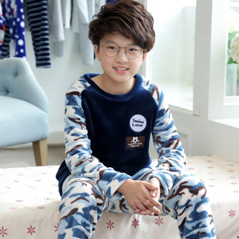 Winter Loungewear Cozy Pajamas for Boys Fleece Homewear Pyjama Set
