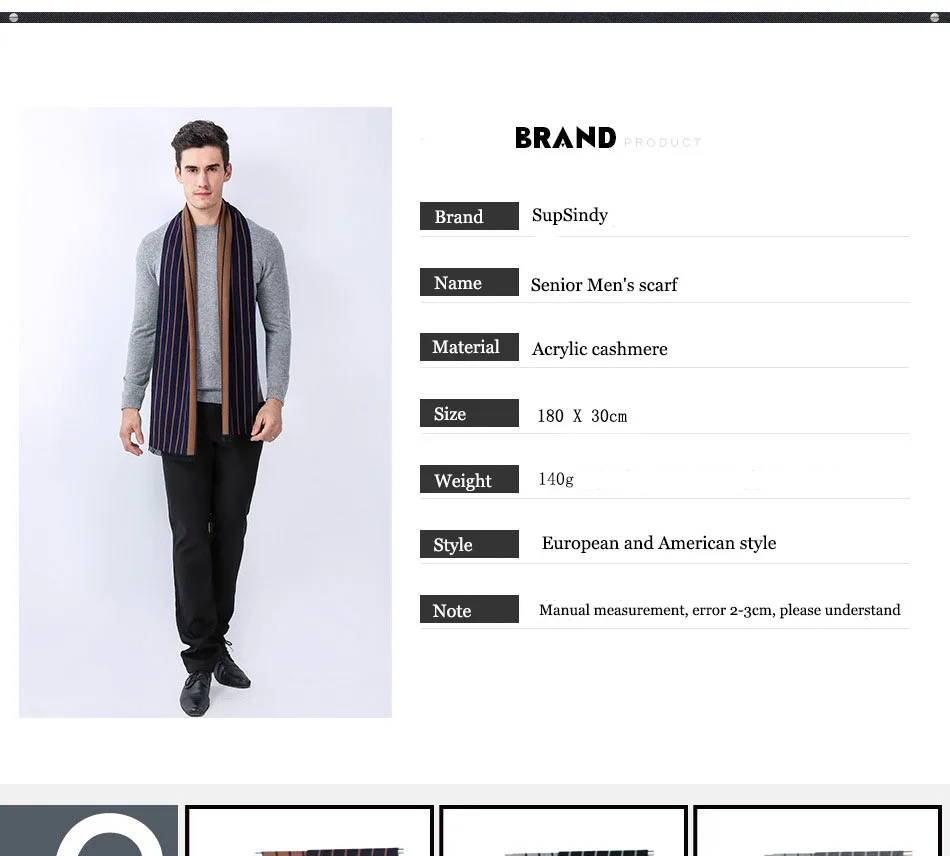 SupSindy зимний мужской шарф, винтажные мягкие двухсторонние полосатые шарфы, роскошная шаль, теплый кашемировый модный акриловый повседневный мужской шарф