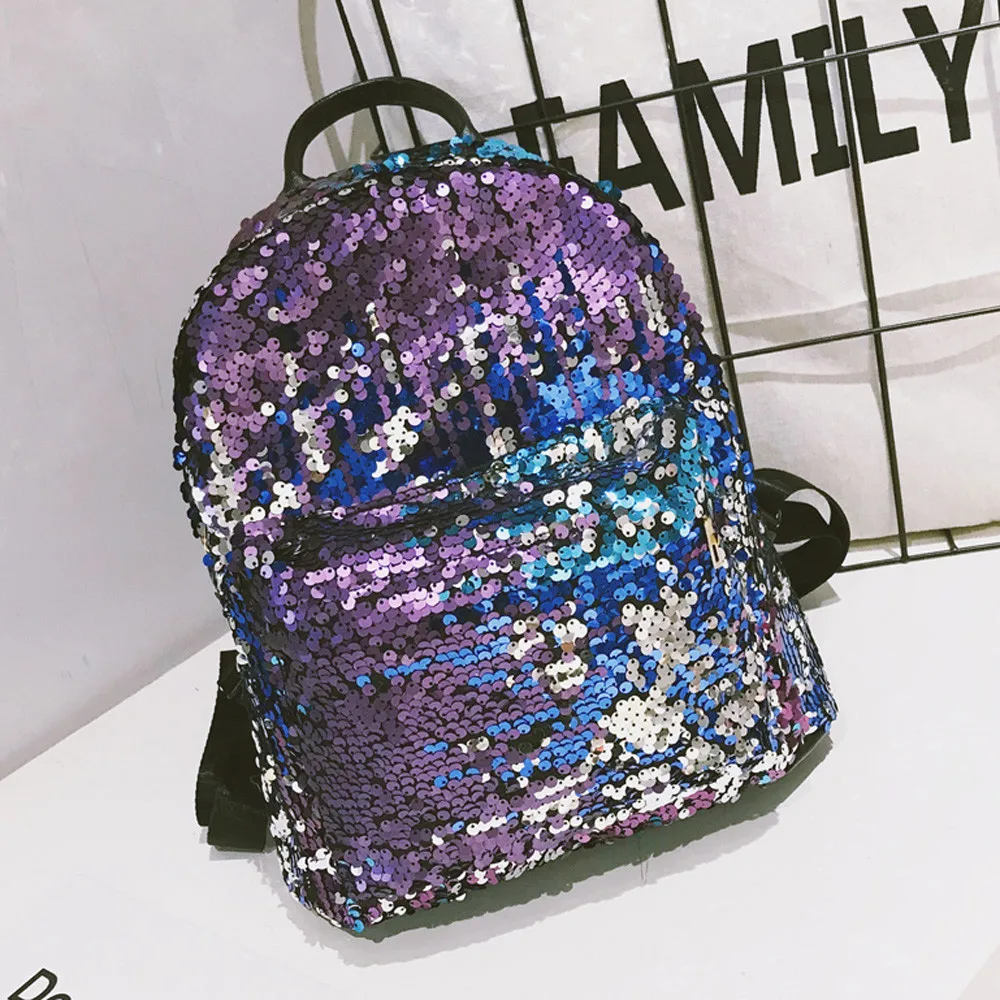 

High Quality Women's Shinning Glitter Bling Backpack Women Fashion School Style Sequins Travel Satchel School Bag Backpack Bag#Z