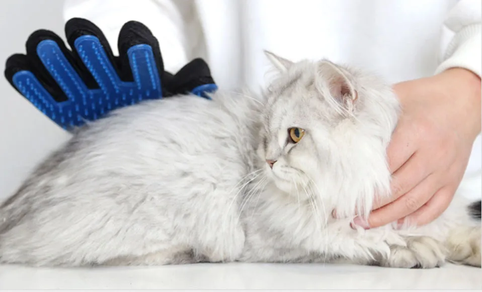 Blue Brush Glove For Animal Cat Cleaning Brush Finger Silicone Gloves For Cats Dogs Pet Hair Remover Glove Grooming              (9)