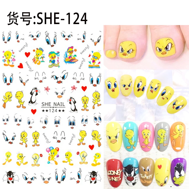 2 sheets adhesive 3d nail sticker foil decals for nails sticker art cartoon design nail art decorations supplies tool