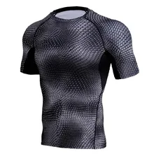 Men Sport T-shirt Short Sleeve Stretch 3D Printed Sweatshirts Tights Male Running Jogging Fitness Leisure Gym Shirts Sweater