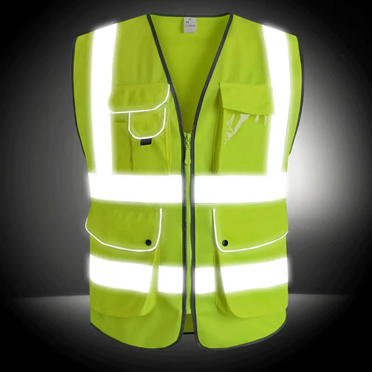 Reflective Vest High Visibility Safety Clothing Multi pockets Fluorescent Clothes For Outdoor Working Running Cycling Sport