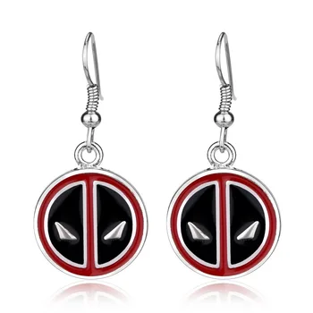 

Marvel Super Hero Deadpool Earrings Charm Deadpool Logo Red Black Earrings For Women Jewelry Action Figure Cosplay Toys