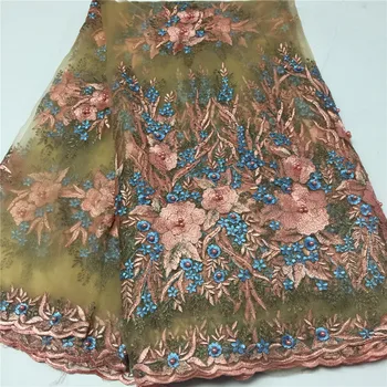 

Embroidered Mesh Lace Fabric Fashionable French Lace For Party Peach Swiss Voile Lace In SwitzerlandDres F347-2