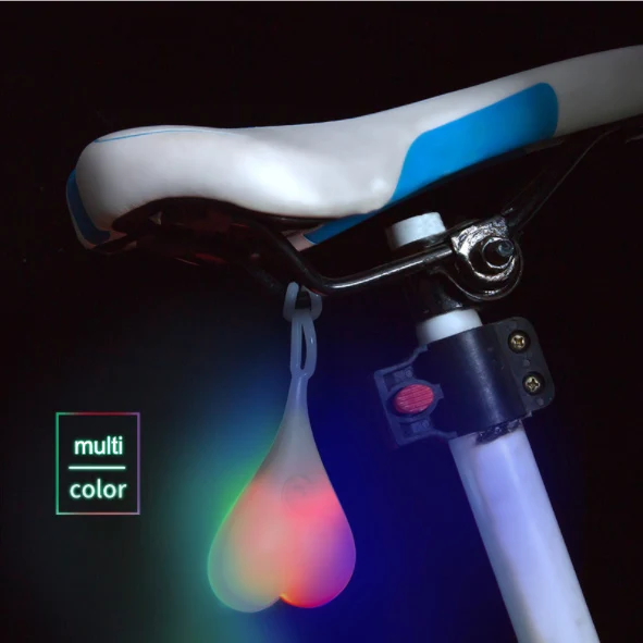 Cycling Balls Tail Silicone Light Creative Bike Waterproof Night Essential Bicycle heart mountain bike night riding egg light - Color: Q0823case