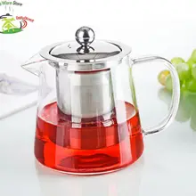1x горшок qf-конической формы 500 мл жаростойкий прозрачный стеклянный цветочный чайник кофейная вода чайник с фильтрующей крышкой из нержавеющей стали