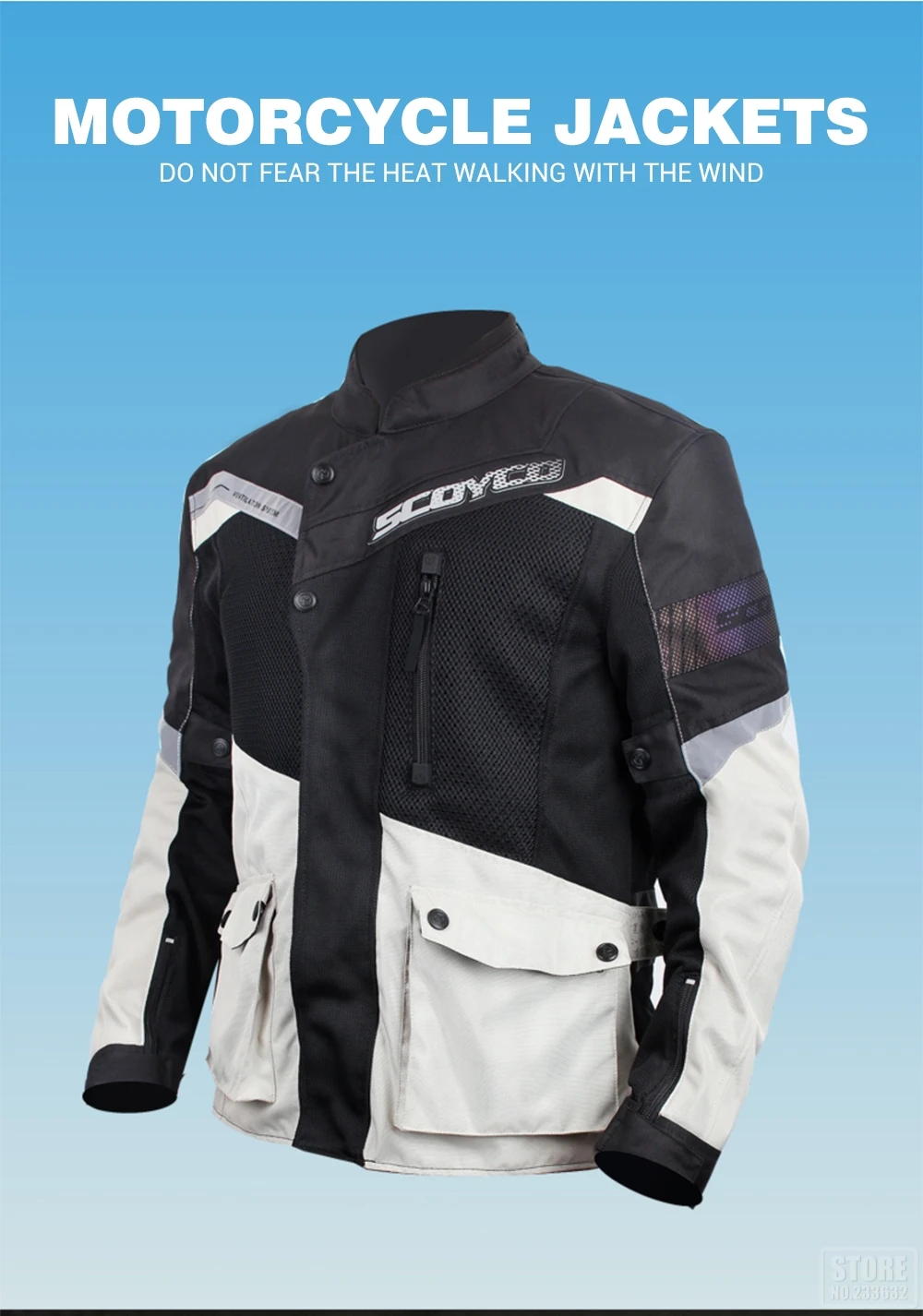SCOYCO мотоциклетная куртка с дышащей сеткой мотоциклетная куртка для мотокросса Защитная Экипировка Мужская мотоциклетная одежда серый M-3XL Размер
