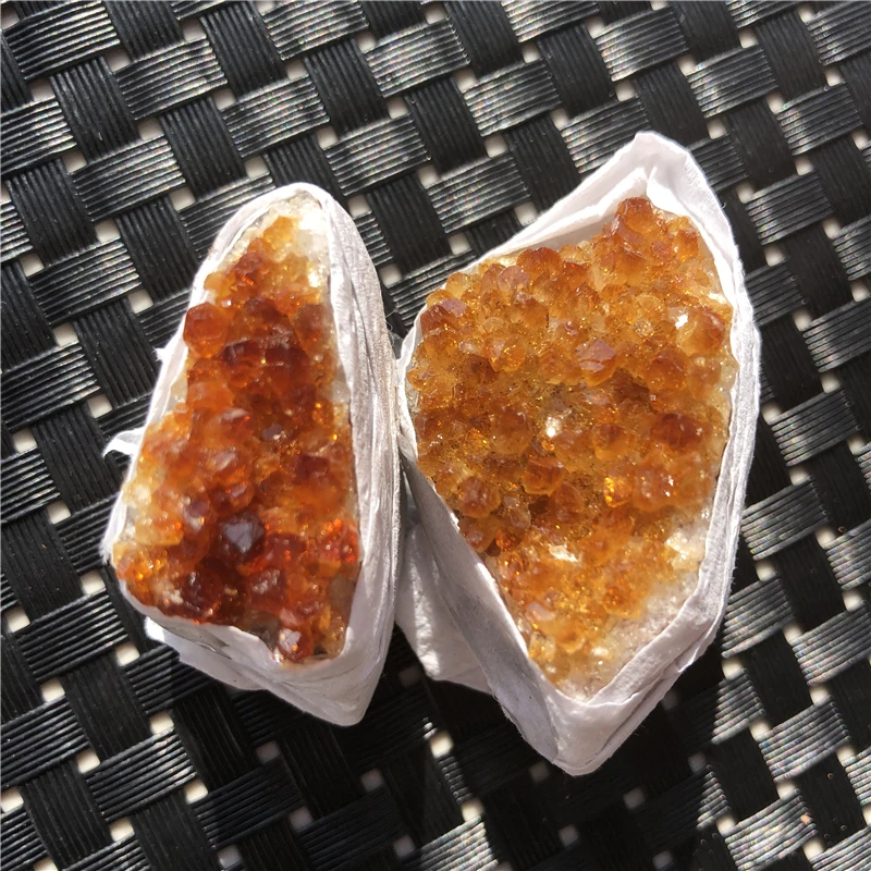 

2 pieces natural brazil citrine crystal cluster citrine geode specimen with cheap price