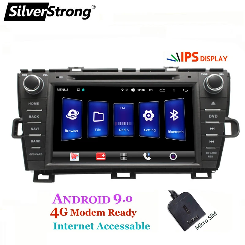 Best SilverStrong 8inch Android9.0 Car DVD for Toyota Prius dvd Left hand right hand Radio 4G modem WIFI prius android optional DSP 5