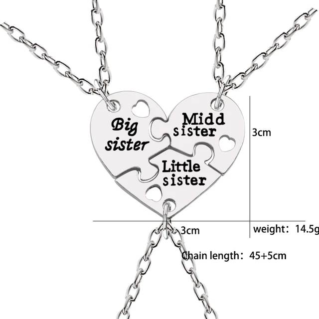 Buy Four Sister Necklaces Big Sister Necklace Baby Sister Necklace Middle Sister  Necklace Personalized Necklace Initial Necklace Sssister Online in India -  Etsy