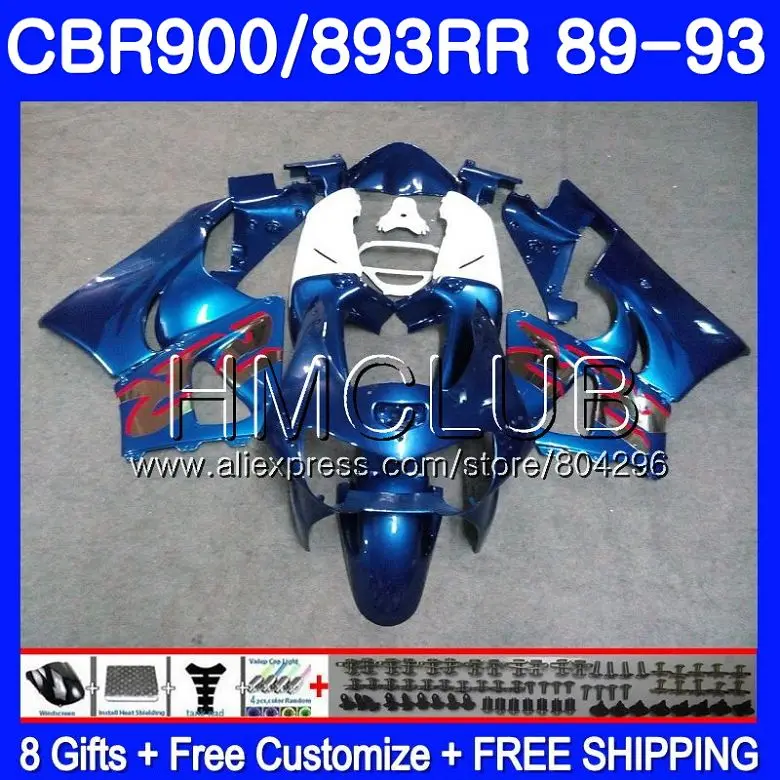 

Body For HONDA CBR900RR CBR893 RR CBR893RR 89 90 91 92 93 86HM.21 CBR900 CBR 893RR Stock blue 1989 1990 1991 1992 1993 Fairing