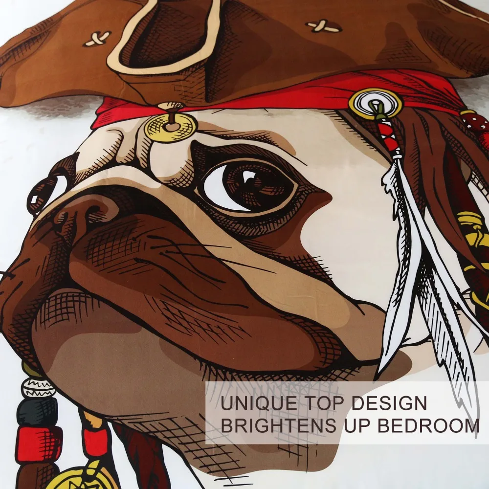 Blesslive пиратский Мопс постельное белье набор мультфильм собака пододеяльник для детей взрослых коричневый покрывала крутой 3 шт. домашний текстиль королева