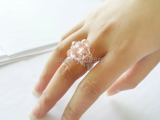 

*wholesale sales+fashion trendy pink party Flowers type crystal rings jewelry 2019 for women