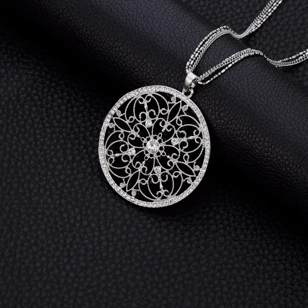 Круглый Серебряный кулон ожерелье для женщин Нотр-Дам де Пари архитектурный узор цветок ожерелье s сувенир свитер ювелирные изделия