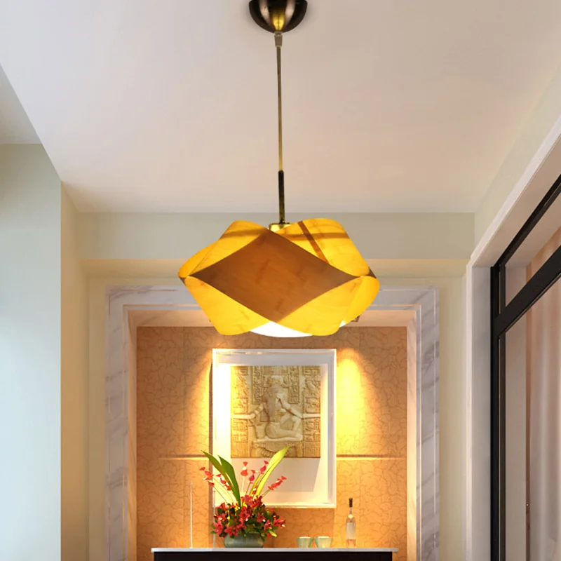 

Modern minimalist wooden Pendant Lights creative Restaurant Bar Cafe home entrance aisle lamps small Pendant lamps garden zb23