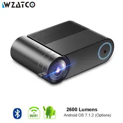 WZATCO Android 7,1 дополнительный 720 p HD светодиодный мини Bluetooth проектор HD портативный HDMI USB 1080 p проектор Wi-Fi Домашний кинотеатр