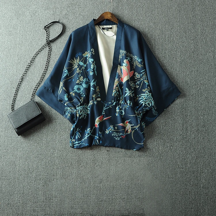 Короткое Кимоно с принтом Haori в японском стиле Харадзюку тонкая упаковка Летний