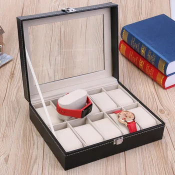 

High Quality PU Leather 10 Slots Wrist Watch Display Box Storage Holder Organizer Watch Case Jewelry Dispay Watch Box