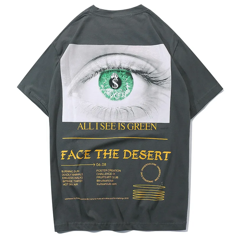 Aolamegs, Мужская футболка с принтом глаз, мужские футболки, пара, футболка с круглым вырезом, модная хип-хоп Уличная летняя футболка - Цвет: Gray