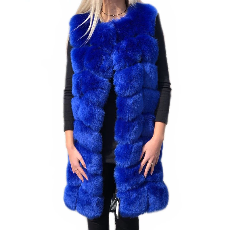 High quality Fur Vest Coat Luxury Faux Fox Warm Women